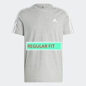 Adidas Classics Original 3 Stripes Tee Shirt Trefoil Retro Short Sleeve Men Grey